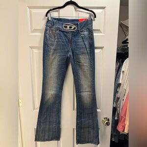 Diesel Blue Flare Jeans with Logo Belt
